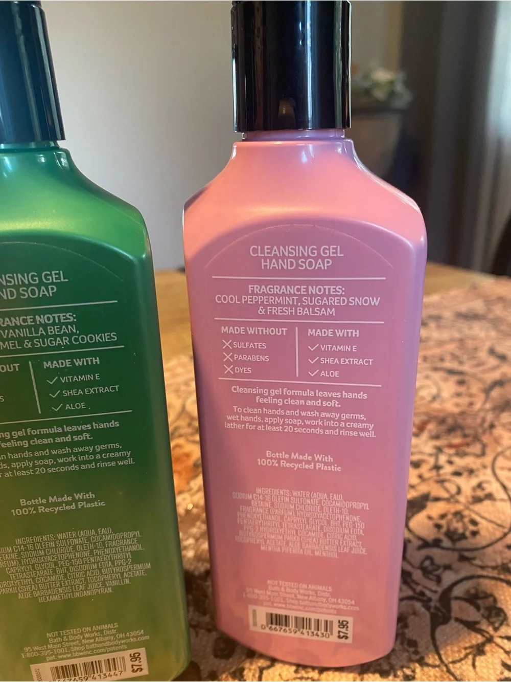Bath & Body Works Vanilla Bean Noel & Twisted Peppermint cleansing gel hand soap